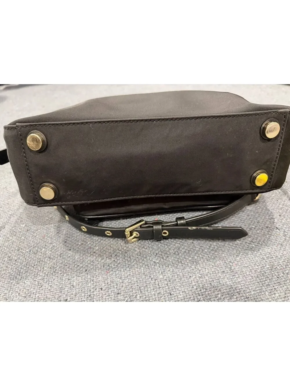 Michael Kors Women's Black Nylon Top Handle Studded Crossbody Satchel Bag